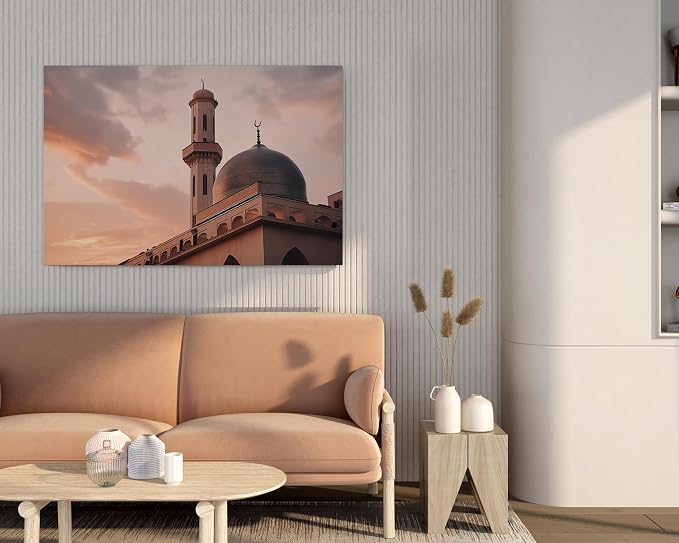 Canvas wall art with an Islamic mosque print, 60x40 cm, brown