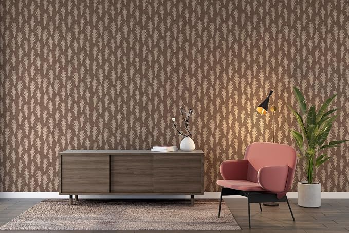 Fabric wallpaper with an autumnal boho pattern, covering an entire wall up to 4.2m x 3m, with an adhesive and smoothing tool