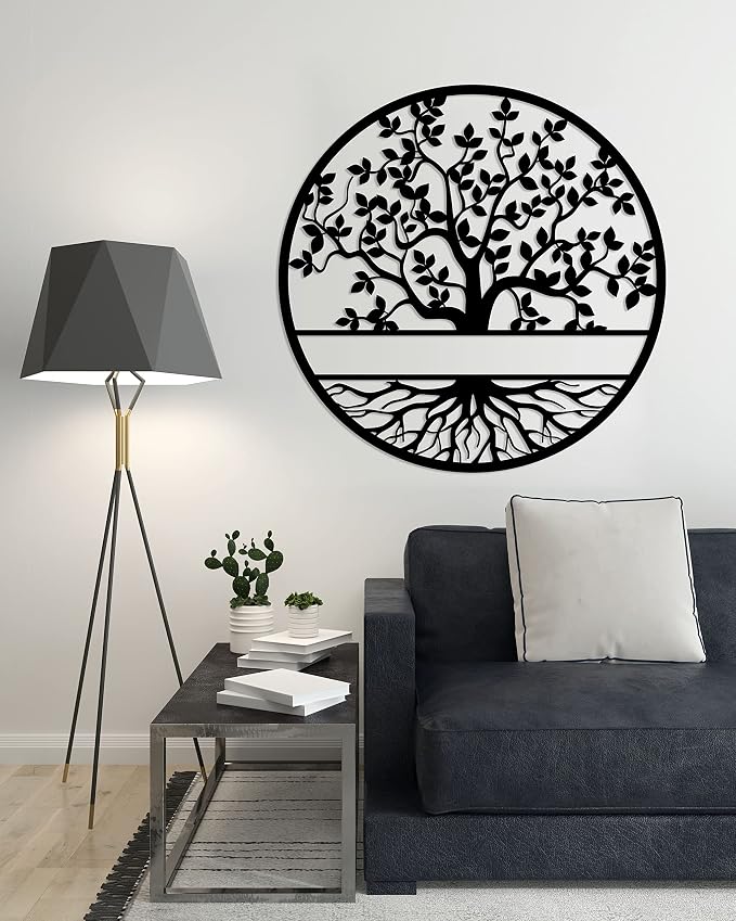 Wooden wall art panel with a Tree of Life design , measuring 80cm x 80cm