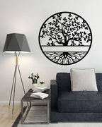 Wooden wall art panel with a Tree of Life design , measuring 80cm x 80cm