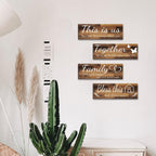 4 Pieces Home Wall Signs, THIS IS US/TOGETHER/BLESS THIS HOME/FAMILY Wall Decor For Living Room Bedroom, Rustic Wooden Farmhouse Wall Art, 4.7 x 13.8 Inch
