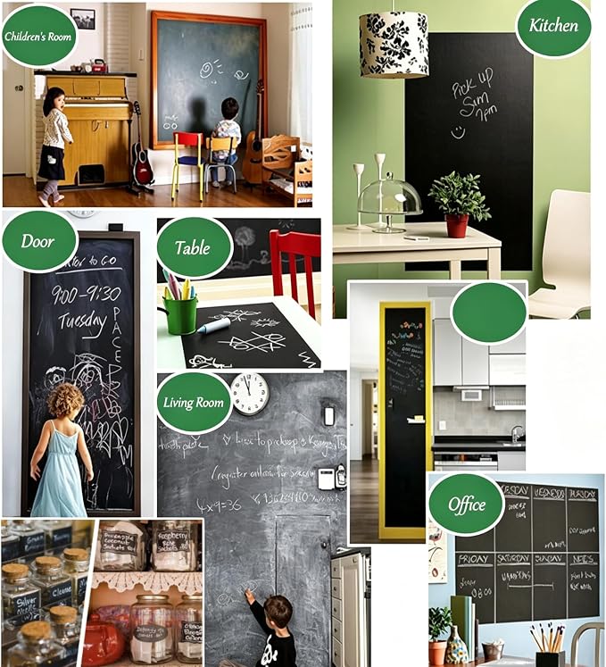 EVBEA Blackboard Chalk Board Wall Sticker Wrapping Paper 43cm x 200cm for Home School & Office