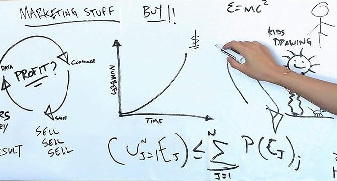 ملصق سبورة بيضاء FCS، لفة مقاس 60 سم × 200 سم، سهل التثبيت والإزالة، حزمة من 3 قطع