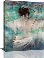 Beynepe Bathroom Decor Wall Art Beautiful Girl Back Pictures Abstract Woman Watercolor Painting Canvas Prints Modern Artwork Framed Decor for Girls Room Bedroom Bathroom 12"x16"