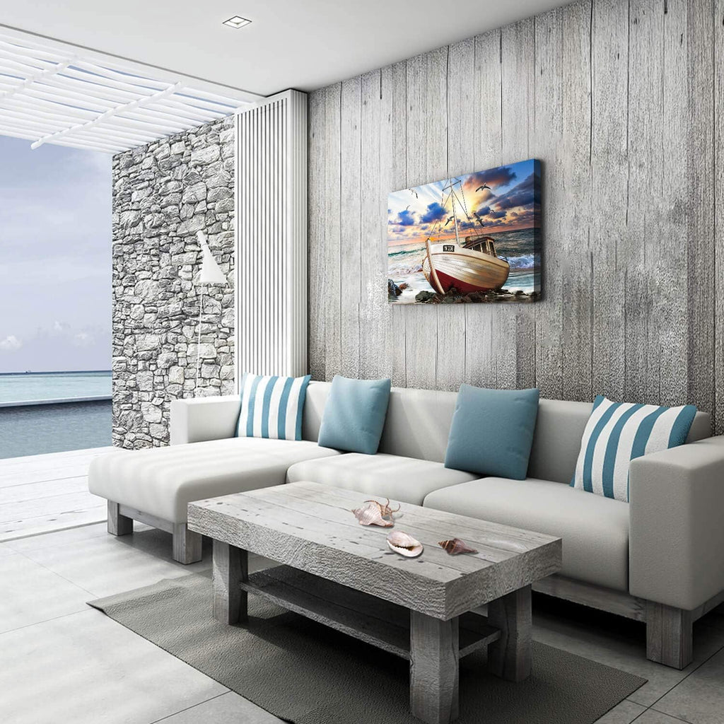 inspiration Canvas Wall Art for Living Room family Bedroom room Wall decor modern office Wall painting bathroom Decoration Blue sea ship scenery canvas pictures Artwork for home walls decorations