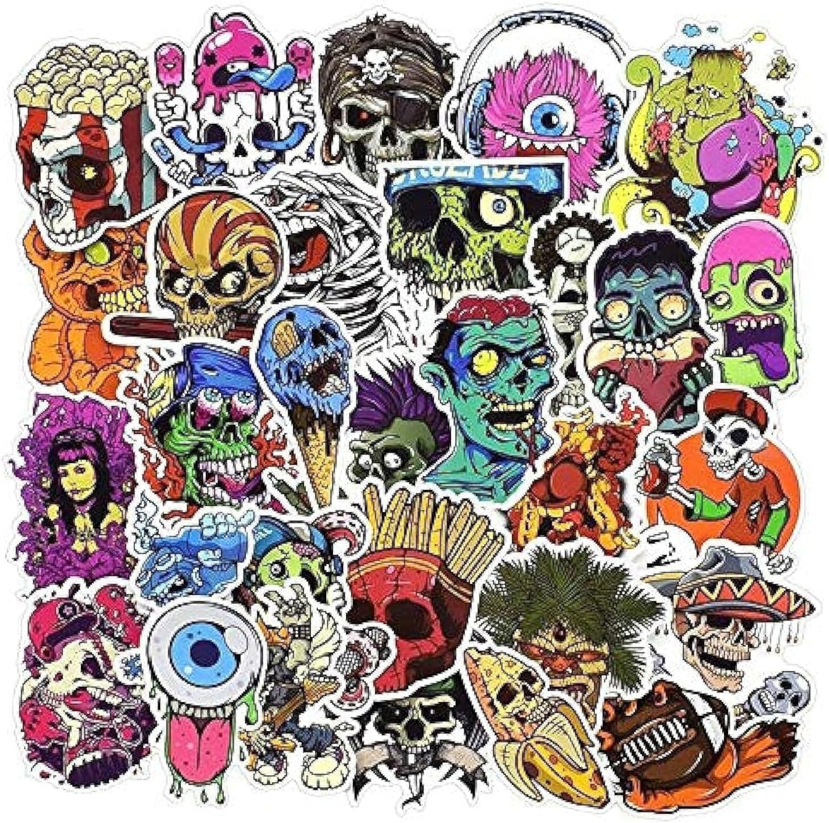 Cool Waterproof Cartoon Stickers For Laptop, Car, Skateboard, Computer, Water Bottles, Bumper (Set of 50)