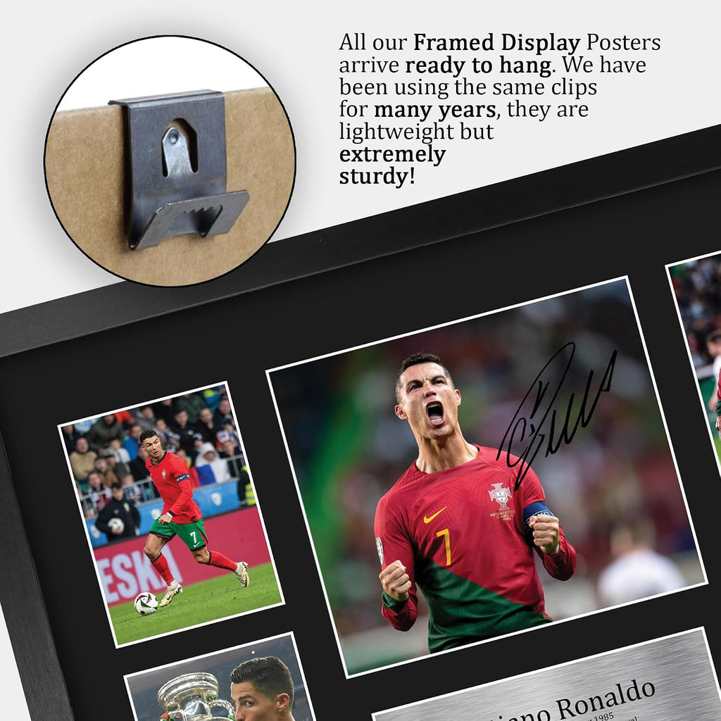 HWC Trading Cristiano Ronaldo Portugal Printed Memorabilia Signed Autograph Photograph Display for Football Fans and Supporters - A3 Framed