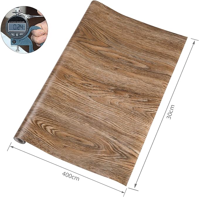 KINLO Adhesive Wooden Wallpaper for Doors, Natural Wood Decorative Film, Self-Adhesive Waterproof Wallpaper for Furniture, Kitchen Cabinet, Wall Cabinet, Tables