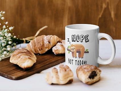 Stuff4 Nope Not Today Sloth Gifts for Women or Men - 11oz Ceramic Dishwasher Safe Premium Lazy Mug Cute Cups - Sloth Mug, Mugs for him or her for Birthdays, Valentines, Christmas, Colleagues by