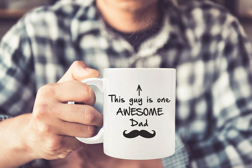 Best Dad Gifts - Funny Coffee Mug - One Awesome Dad - Father's Day Gifts for Dad, Men - Unique Gift Ideas for Him from Daughter, Son, Wife - Cool Birthday Present for Husband - Fun Novelty Cup (White)