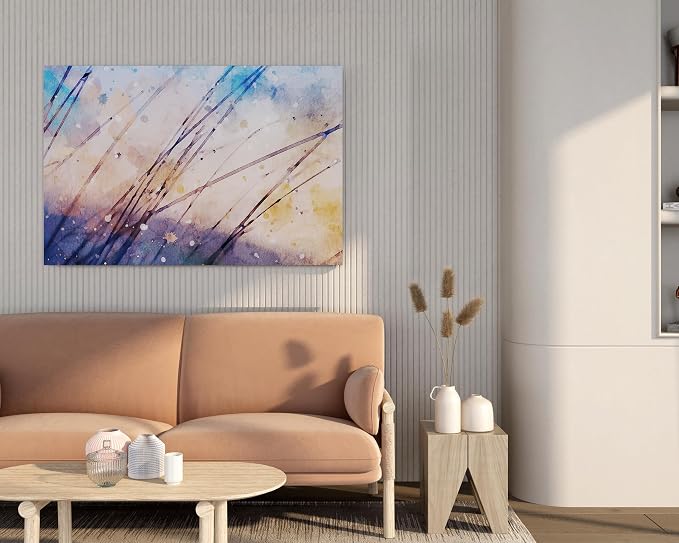 Modern canvas wall art, watercolor landscape painting, 60 x 40 cm, blue