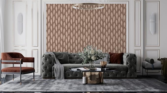 Fabric wallpaper with an autumnal boho pattern, covering an entire wall up to 4.2m x 3m, with an adhesive and smoothing tool