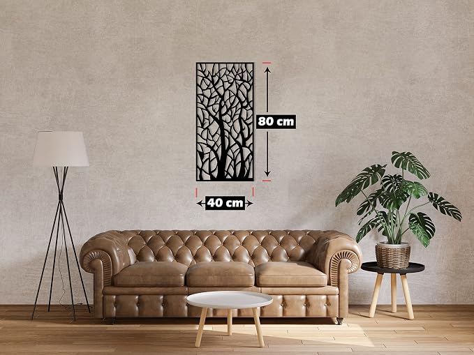 Wooden Wall Art Panel, Decorative Tree Trunks - 40 x 80 cm, Black