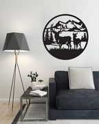 Wooden art panel with a decorative deer design for wall hanging , measuring 80cm x 80cm