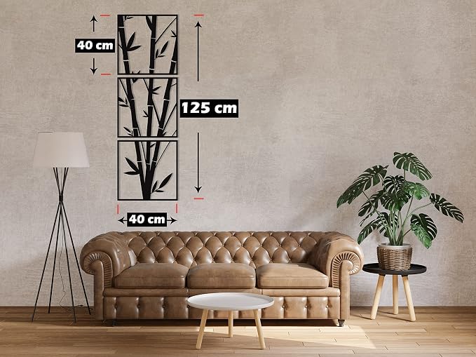 3-panel bamboo art wall panel, 40cm x 1.25m