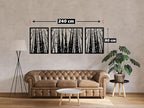Wooden Decorative Wall Art Panel featuring a Forest Tree Design, 3 Panels, 80 x 240 cm, Black