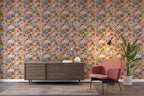 Fabric wallpaper with a French floral design, covering an area of up to 4.2 x 3 meters, with adhesive/welding and smoothing tool