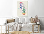 Underwater jellyfish print canvas wall art, 60 x 40 cm, beige