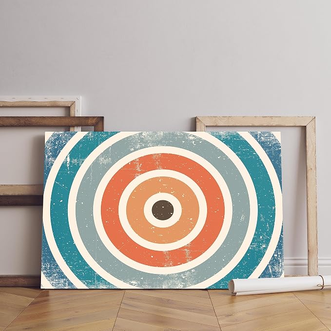 60 x 40 cm canvas print wall art with vintage background and grunge texture, blue