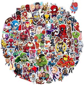 Cute Superhero Stickers for Water Bottle, 130pcs Waterproof Stickers for Kids Teens Adults, Comic Legends Vinyl Stickers Pack for Skateboard Laptop Luggage Party Supplies Decals