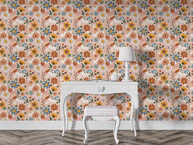 Fabric wallpaper with a French floral design, covering an area of up to 4.2 x 3 meters, with adhesive/welding and smoothing tool