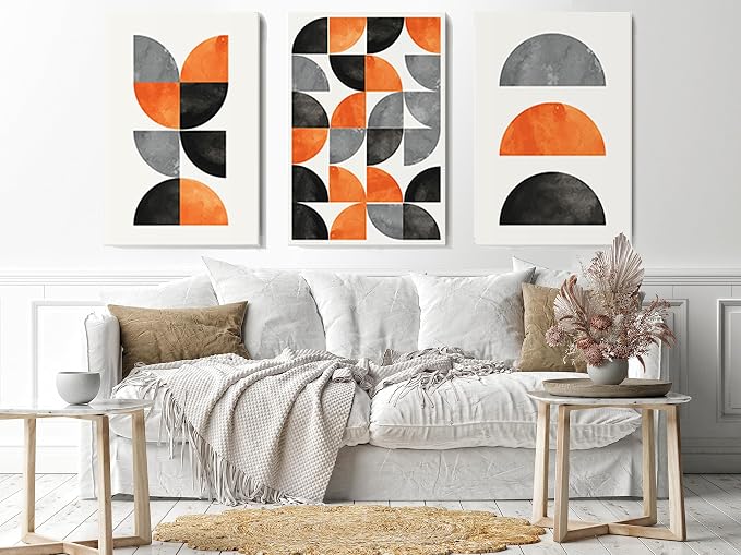simple yet innovative abstract canvas print wall art set, 60 x 40 cm, orange