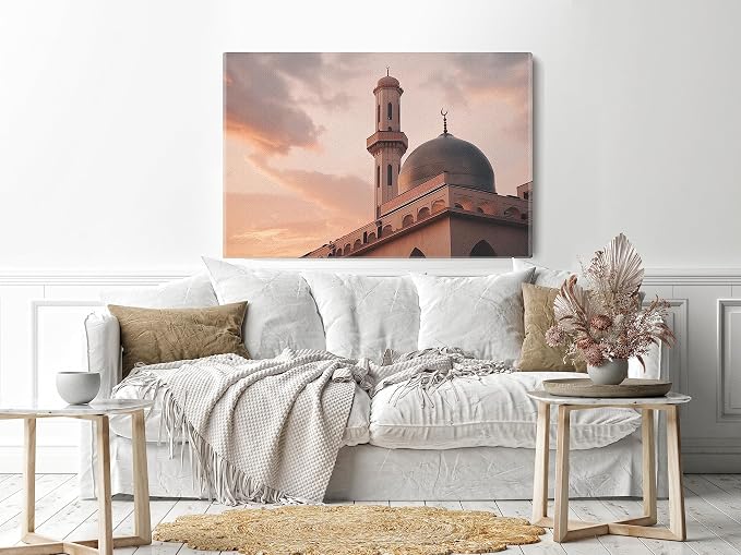 Canvas wall art with an Islamic mosque print, 60x40 cm, brown
