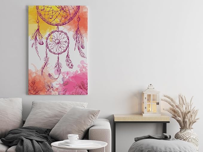 Dreamcatcher Printed Canvas Wall Art, 60x40cm, Pink