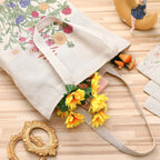 Saintrygo 4 Pieces Canvas Tote Bag Flowers Shopping Bag Beautiful Tote Bag Aesthetic Reusable Grocery Shopping Bag Makeup Bags for Girls Women, clear