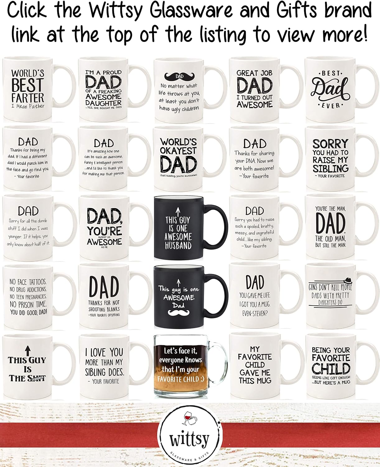 Best Dad Gifts - Funny Coffee Mug - One Awesome Dad - Father's Day Gifts for Dad, Men - Unique Gift Ideas for Him from Daughter, Son, Wife - Cool Birthday Present for Husband - Fun Novelty Cup (White)