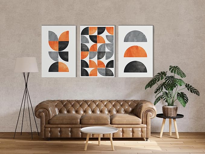 simple yet innovative abstract canvas print wall art set, 60 x 40 cm, orange