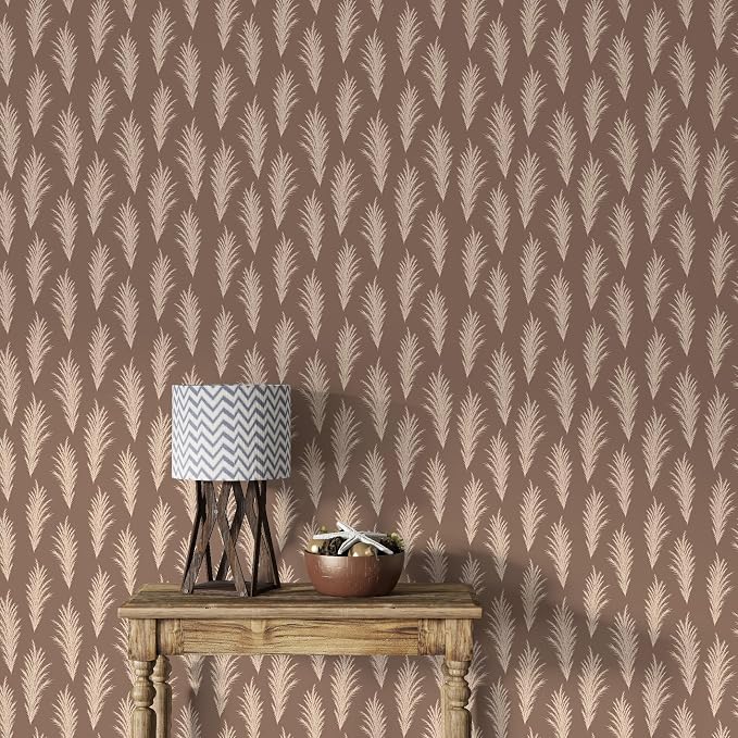 Fabric wallpaper with an autumnal boho pattern, covering an entire wall up to 4.2m x 3m, with an adhesive and smoothing tool