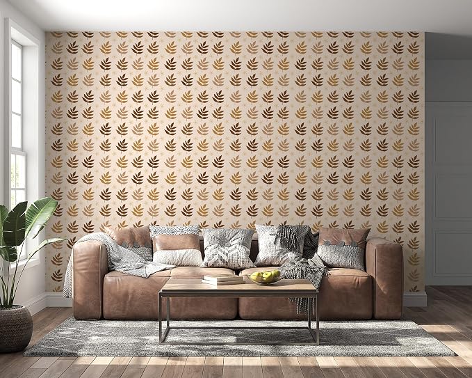 Sandstone patterned fabric wallpaper with palm tree motifs, suitable for areas up to 4.2m x 3m. Includes adhesive and smoothing tool