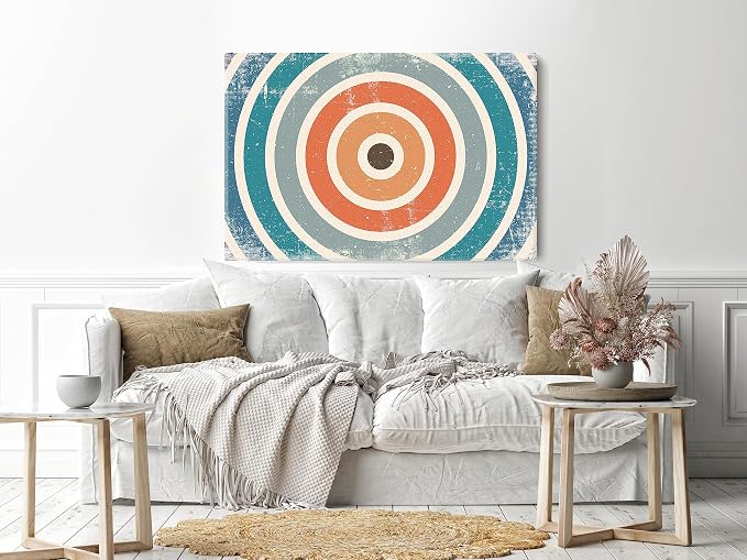 60 x 40 cm canvas print wall art with vintage background and grunge texture, blue