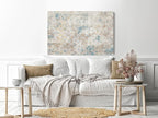 wall art canvas print with abstract line art pattern, classic rug, 60x40cm, beige
