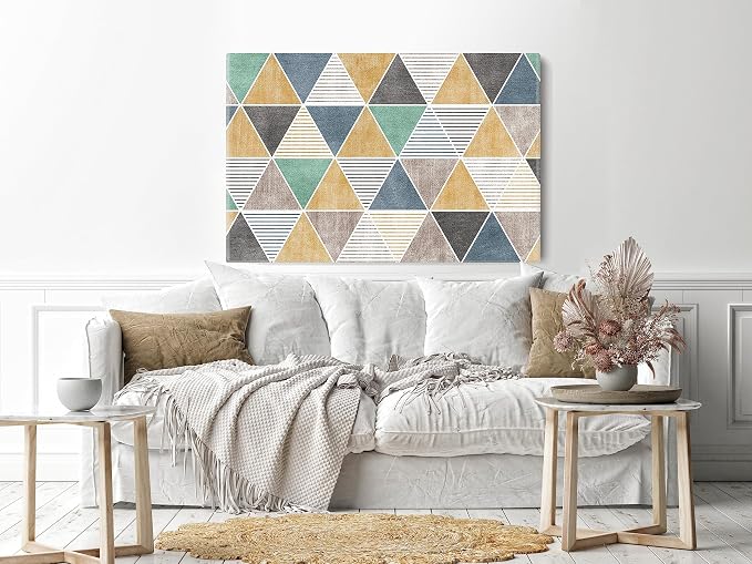 canvas wall art featuring a unique geometric print in a modern and minimalist design, measuring 60x40 cm in beige.