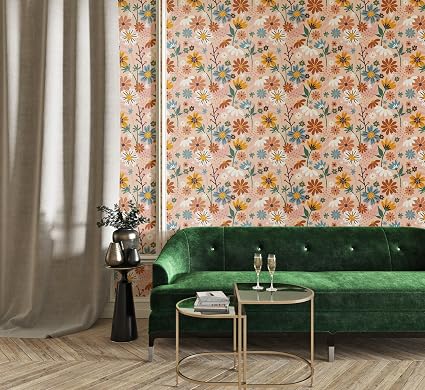 Fabric wallpaper with a French floral design, covering an area of up to 4.2 x 3 meters, with adhesive/welding and smoothing tool