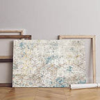 wall art canvas print with abstract line art pattern, classic rug, 60x40cm, beige