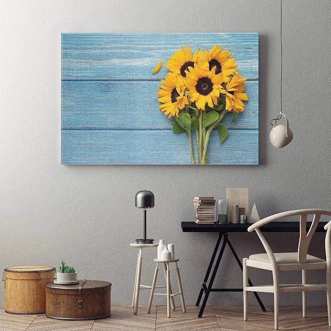 Sunflower print canvas wall art 60 x 40 cm